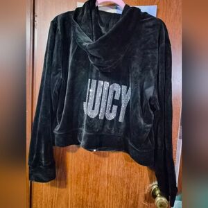 Juicy Couture Black Velour Hoodie Jacket